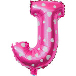 Balon Folie Metalizata Litera J, Flippy, 40 cm, Cu Imprimeu Inimioare, Umflati cu Heliu sau Aer, Ambalaj Individual,