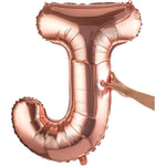 Balon Folie Metalizata Litera J, Flippy, 80 cm, Umflati cu Heliu sau Aer, Ambalaj Individual, Pai inclus, Rose Gold