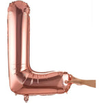 Balon Folie Metalizata Litera L, Flippy, 100 cm, Umflati cu Heliu sau Aer, Ambalaj Individual, Pai inclus, Rose Gold