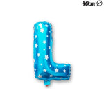 Balon Folie Metalizata Litera L, Flippy, 40 cm, Cu Imprimeu Stelute, Umflati cu Heliu sau Aer, Ambalaj Individual, Pai