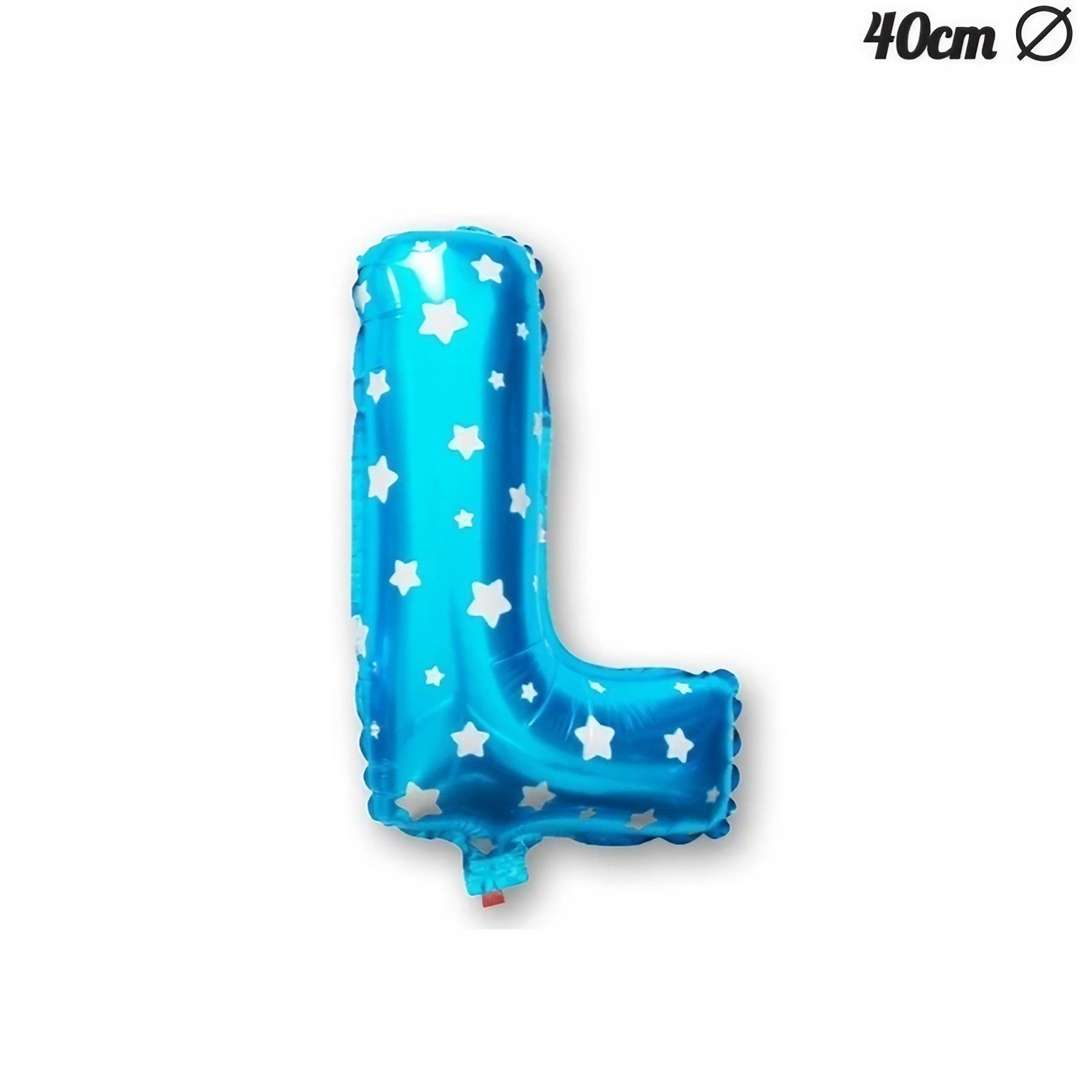 Balon Folie Metalizata Litera L, Flippy, 40 cm, Cu Imprimeu Stelute, Umflati cu Heliu sau Aer, Ambalaj Individual, Pai