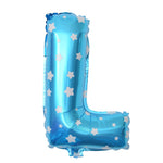 Balon Folie Metalizata Litera L, Flippy, 40 cm, Cu Imprimeu Stelute, Umflati cu Heliu sau Aer, Ambalaj Individual, Pai