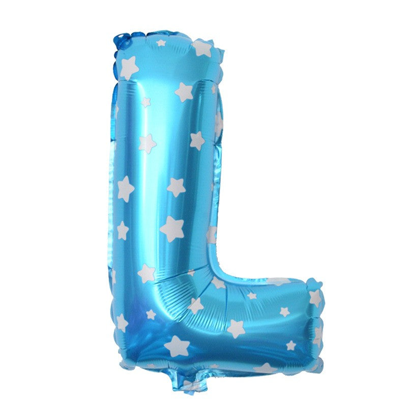 Balon Folie Metalizata Litera L, Flippy, 40 cm, Cu Imprimeu Stelute, Umflati cu Heliu sau Aer, Ambalaj Individual, Pai