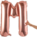 Balon Folie Metalizata Litera M, Flippy, 80 cm, Umflati cu Heliu sau Aer, Ambalaj Individual, Pai inclus, Rose Gold