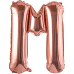 Balon Folie Metalizata Litera M, Flippy, 80 cm, Umflati cu Heliu sau Aer, Ambalaj Individual, Pai inclus, Rose Gold