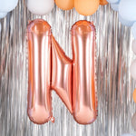 Balon Folie Metalizata Litera N, Flippy, 100 cm, Umflati cu Heliu sau Aer, Ambalaj Individual, Pai inclus, Rose Gold