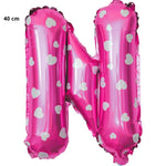Balon Folie Metalizata Litera N, Flippy, 40 cm, Cu Imprimeu Inimioare, Umflati cu Heliu sau Aer, Ambalaj Individual,