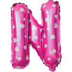 Balon Folie Metalizata Litera N, Flippy, 40 cm, Cu Imprimeu Inimioare, Umflati cu Heliu sau Aer, Ambalaj Individual,