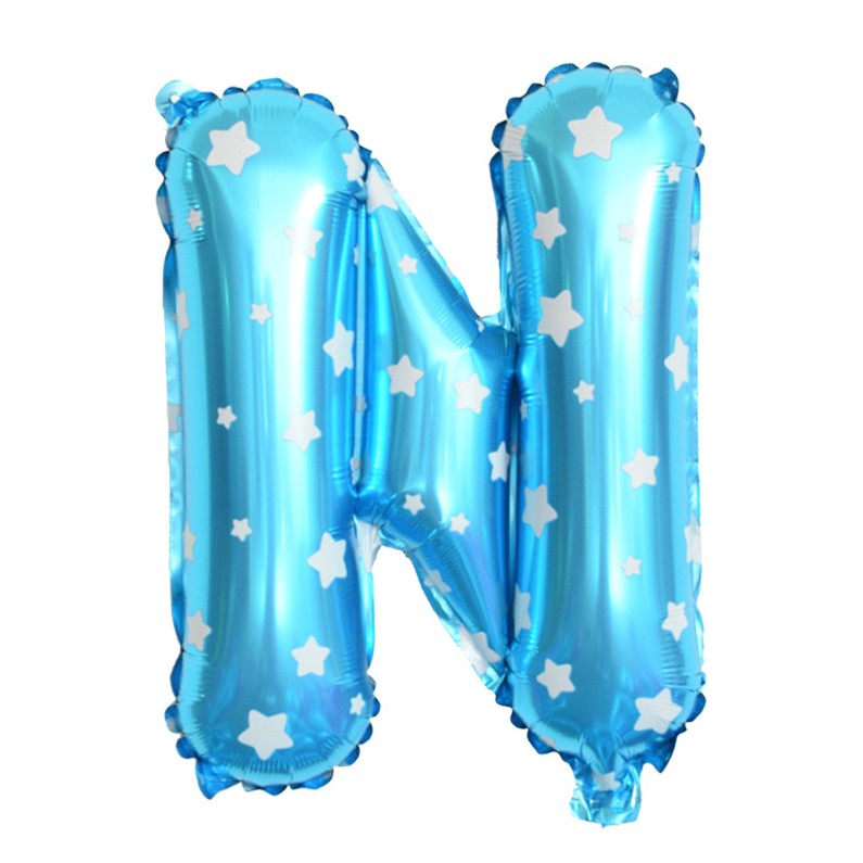 Balon Folie Metalizata Litera N, Flippy, 40 cm, Cu Imprimeu Stelute, Umflati cu Heliu sau Aer, Ambalaj Individual, Pai