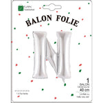 Balon Folie Metalizata Litera N, Flippy, 40 cm, Umflati cu Heliu sau Aer, Ambalaj Individual, Pai inclus, Argintiu