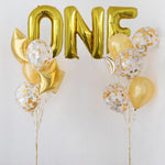 Balon Folie Metalizata Litera N, Flippy, 40 cm, Umflati cu Heliu sau Aer, Ambalaj Individual, Pai inclus, Auriu