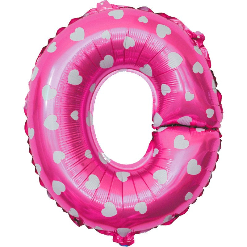 Balon Folie Metalizata Litera O, Flippy, 40 cm, Cu Imprimeu Inimioare, Umflati cu Heliu sau Aer, Ambalaj Individual,