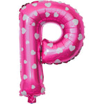Balon Folie Metalizata Litera P, Flippy, 40 cm, Cu Imprimeu Inimioare, Umflati cu Heliu sau Aer, Ambalaj Individual,