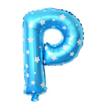 Balon Folie Metalizata Litera P, Flippy, 40 cm, Cu Imprimeu Stelute, Umflati cu Heliu sau Aer, Ambalaj Individual, Pai