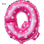 Balon Folie Metalizata Litera Q, Flippy, 40 cm, Cu Imprimeu Inimioare, Umflati cu Heliu sau Aer, Ambalaj Individual,