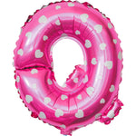 Balon Folie Metalizata Litera Q, Flippy, 40 cm, Cu Imprimeu Inimioare, Umflati cu Heliu sau Aer, Ambalaj Individual,