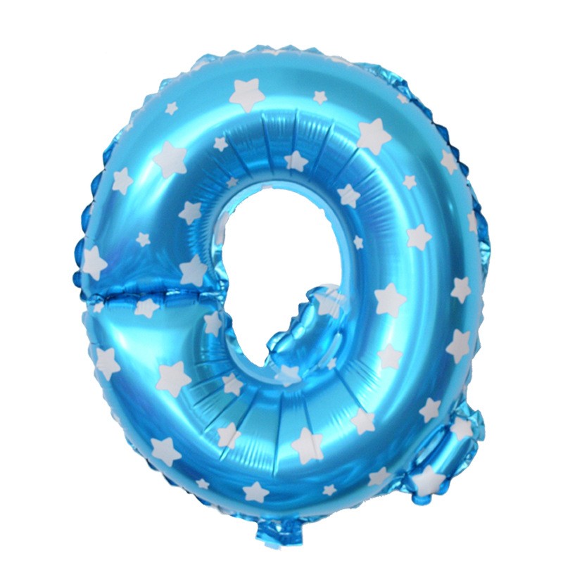 Balon Folie Metalizata Litera Q, Flippy, 40 cm, Cu Imprimeu Stelute, Umflati cu Heliu sau Aer, Ambalaj Individual, Pai