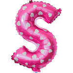 Balon Folie Metalizata Litera S, Flippy, 40 cm, Cu Imprimeu Inimioare, Umflati cu Heliu sau Aer, Ambalaj Individual,
