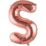 Balon Folie Metalizata Litera S, Flippy, 80 cm, Umflati cu Heliu sau Aer, Ambalaj Individual, Pai inclus, Rose Gold
