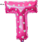 Balon Folie Metalizata Litera T, Flippy, 40 cm, Cu Imprimeu Inimioare, Umflati cu Heliu sau Aer, Ambalaj Individual,