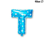 Balon Folie Metalizata Litera T, Flippy, 40 cm, Cu Imprimeu Stelute, Umflati cu Heliu sau Aer, Ambalaj Individual, Pai