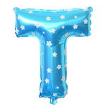 Balon Folie Metalizata Litera T, Flippy, 40 cm, Cu Imprimeu Stelute, Umflati cu Heliu sau Aer, Ambalaj Individual, Pai