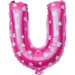 Balon Folie Metalizata Litera U, Flippy, 40 cm, Cu Imprimeu Inimioare, Umflati cu Heliu sau Aer, Ambalaj Individual,
