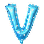 Balon Folie Metalizata Litera V, Flippy, 40 cm, Cu Imprimeu Stelute, Umflati cu Heliu sau Aer, Ambalaj Individual, Pai