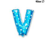 Balon Folie Metalizata Litera V, Flippy, 40 cm, Cu Imprimeu Stelute, Umflati cu Heliu sau Aer, Ambalaj Individual, Pai