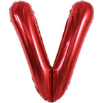 Balon Folie Metalizata Litera V, Flippy, 40 cm, Umflati cu Heliu sau Aer, Ambalaj Individual, Pai inclus, Rosu