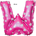 Balon Folie Metalizata Litera W, Flippy, 40 cm, Cu Imprimeu Inimioare, Umflati cu Heliu sau Aer, Ambalaj Individual,