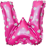 Balon Folie Metalizata Litera W, Flippy, 40 cm, Cu Imprimeu Inimioare, Umflati cu Heliu sau Aer, Ambalaj Individual,