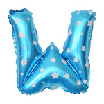 Balon Folie Metalizata Litera W, Flippy, 40 cm, Cu Imprimeu Stelute, Umflati cu Heliu sau Aer, Ambalaj Individual, Pai