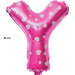 Balon Folie Metalizata Litera Y, Flippy, 40 cm, Cu Imprimeu Inimioare, Umflati cu Heliu sau Aer, Ambalaj Individual,
