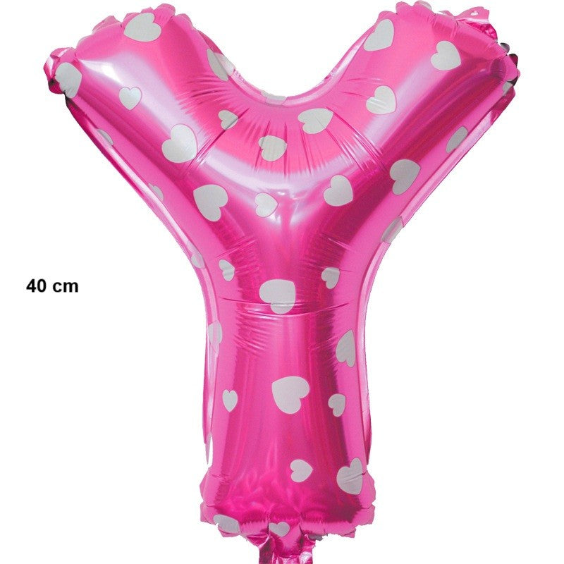 Balon Folie Metalizata Litera Y, Flippy, 40 cm, Cu Imprimeu Inimioare, Umflati cu Heliu sau Aer, Ambalaj Individual,