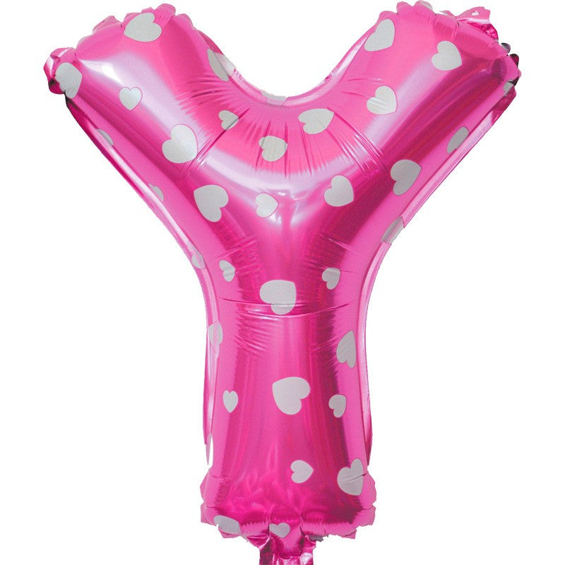 Balon Folie Metalizata Litera Y, Flippy, 40 cm, Cu Imprimeu Inimioare, Umflati cu Heliu sau Aer, Ambalaj Individual,
