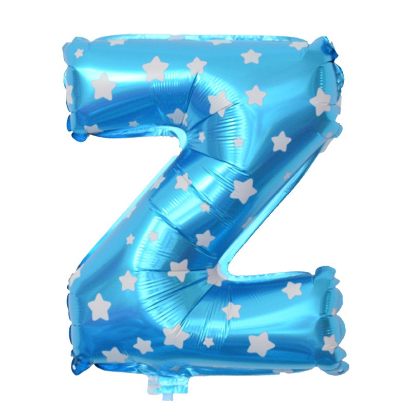 Balon Folie Metalizata Litera Z, Flippy, 40 cm, Cu Imprimeu Stelute, Umflati cu Heliu sau Aer, Ambalaj Individual, Pai