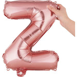 Balon Folie Metalizata Litera Z, Flippy, 40 cm, Umflati cu Heliu sau Aer, Ambalaj Individual, Pai inclus, Rose Gold
