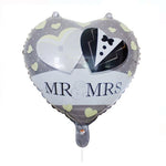Balon din Folie Metalizata, Flippy, Figurina Inima, Model Mr&Mrs, Tema Nunta, 45 cm, Ambalaj Individual, Pai Inclus,