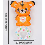 Balon din Folie Metalizata, Flippy, Figurine Animalute, Tip Bratara, Model Tigru, 17x34 cm, Ambalaj Individual, Pai