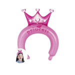 Balon din Folie Metalizata, Flippy, Tip Coronita cu Urechi, Model Coronita de Printesa, Ambalaj Individual, Pai Inclus,