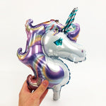 Balon din Folie Metalizata, Flippy, Figurina Unicorn, Tema Animalute, 115 cm, Ambalaj Individual, Pai Inclus, Umflare