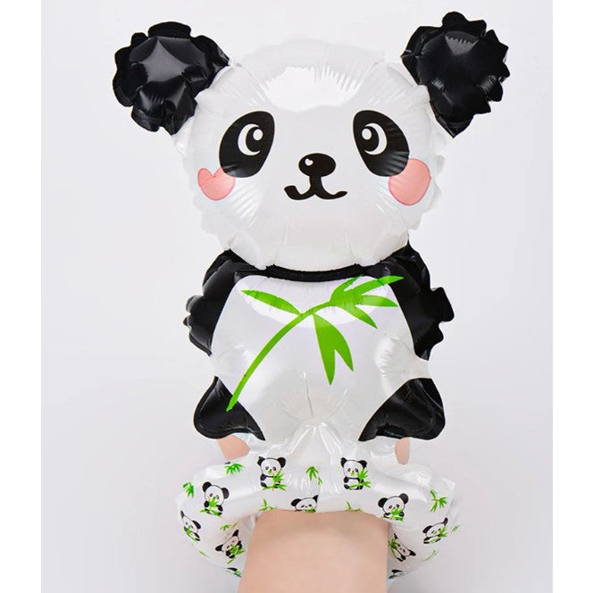 Balon din Folie Metalizata, Flippy, Figurine Animalute, Tip Bratara, Model Panda, 13 x 35 cm, Ambalaj Individual, Pai