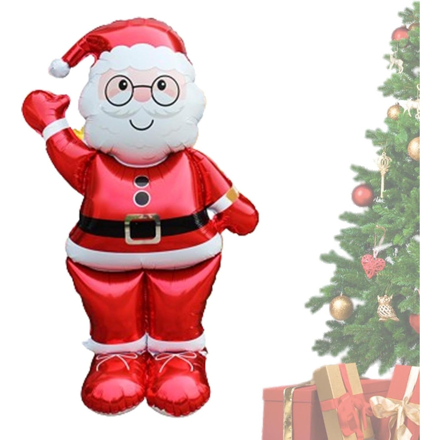 Balon Mos Craciun, Flippy, din Folie de Aluminiu, 90 x 155 cm, Rosu