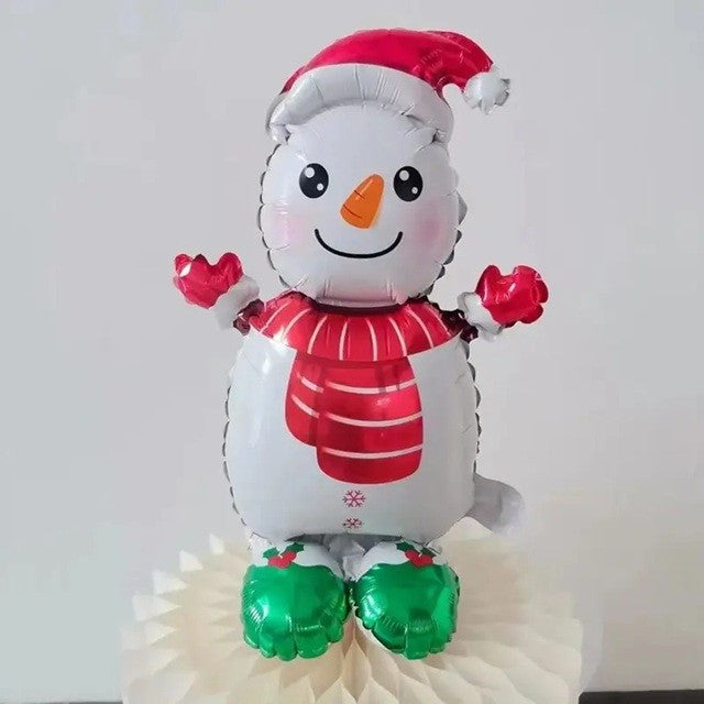 Balon Om de Zapada, Flippy, din Folie de Aluminiu, Tema Craciun, 31.5 x 60.5 cm, Alb/Verde/Rosu