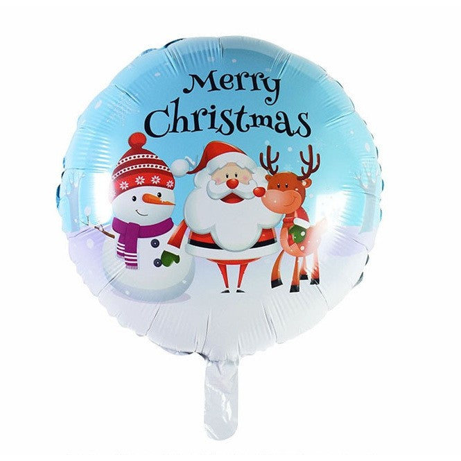 Balon Rotund, Flippy, din Folie de Aluminiu, Tema Craciun Merry Christmas, 44.5x53 cm, Albastru