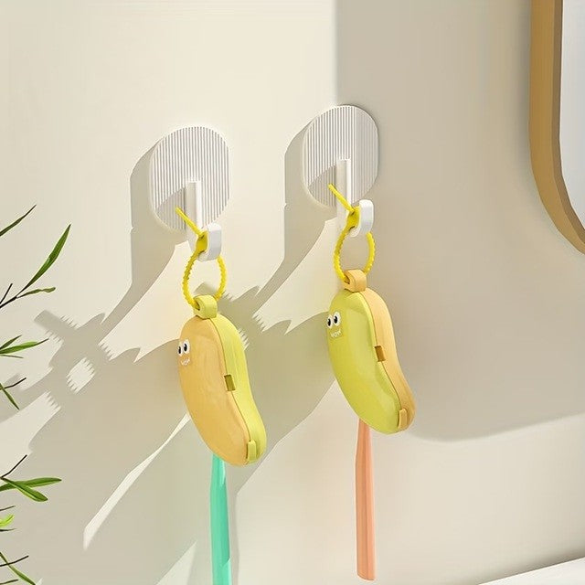Capac Protector pentru Periuta de Dinti, Flippy, cu Recipient Pasta de Dinti, Portabil, cu Agatatoare, din Plastic 8.7