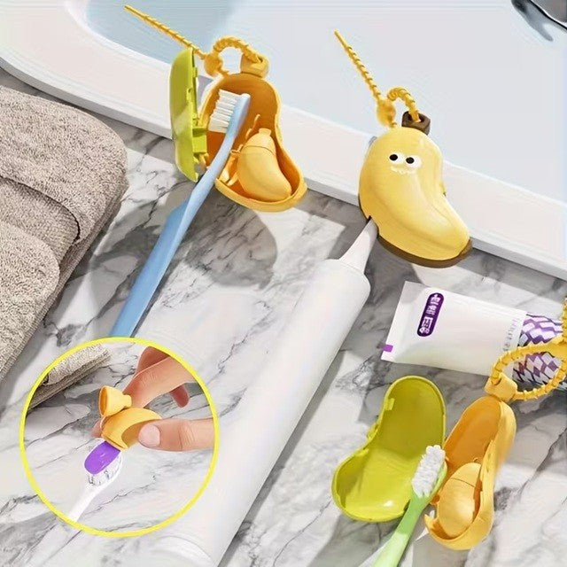 Capac Protector pentru Periuta de Dinti, Flippy, cu Recipient Pasta de Dinti, Portabil, cu Agatatoare, din Plastic 8.7