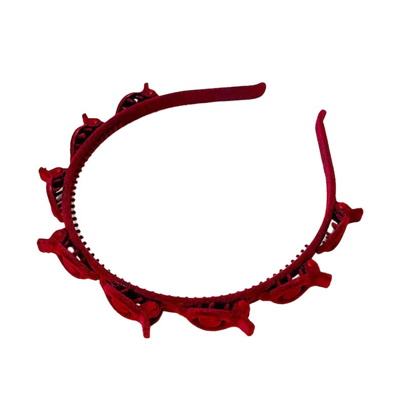 Bentita de Par pentru Femei, Flippy, Agrafa Stil Coreean, Accesoriu pentru Par cu Textura MultiStrat, 13 x 11.5 cm, Rosu