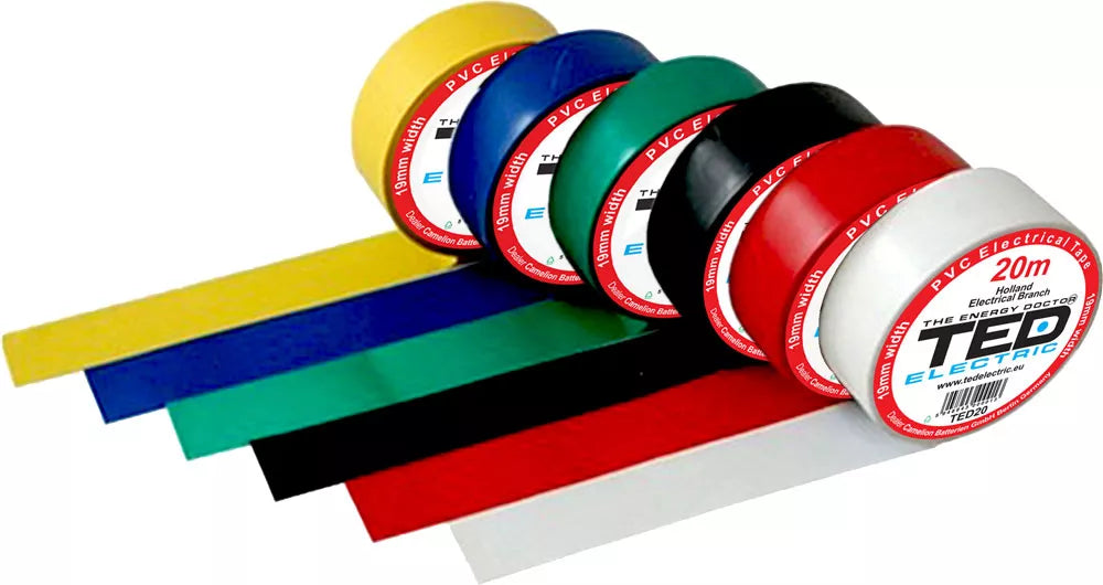 Banda electroizolatoare TED 19mm x 20metri galben-verde